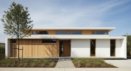 Fototapeta premium Modern Architectural Design - Contemporary Home Exterior.