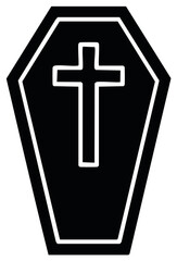 Obraz premium Silhouette Coffin With Cross Symbol for Death Celebration and Halloween Theme