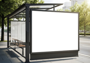 Fototapeta premium Blank Billboard Mockup on a Bus Stop