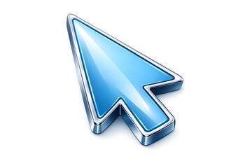 3D Cursor Icon, A sleek, and metallic light blue cursor with smooth reflective finish
