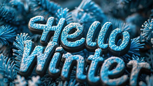 beautiful sign with the inscription Hello Winter