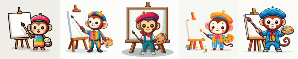 cute monkey standing pose vector while painting © sarah16blakeyxh2