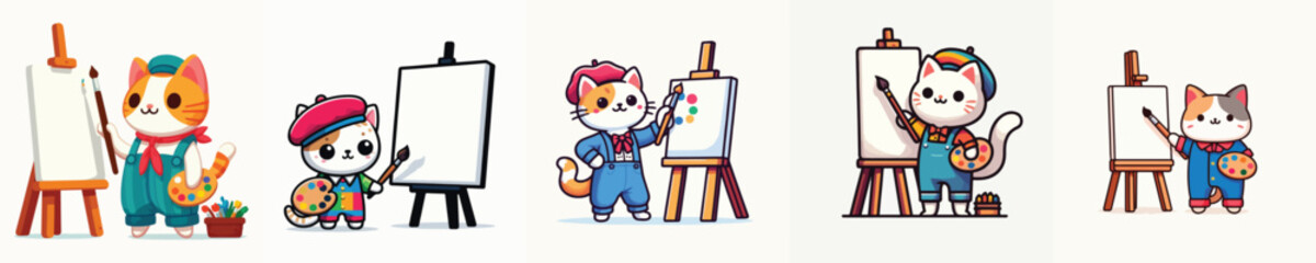 cute standing cat vector while painting © sarah16blakeyxh2