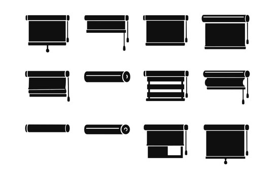 Icon blinds solid vector compact icons cover interior system window mechanism roller