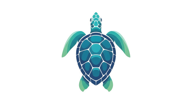 Stylized blue and green sea turtle vector illustration, perfect for ocean conservation, marine life branding, or aquatic themed designs. isolated PNG with Transparent Background
