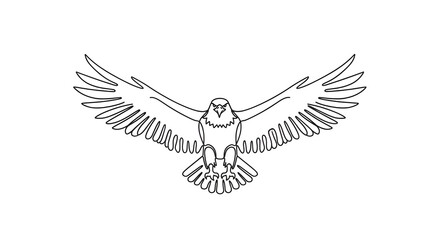 Obraz premium Continuous Line Drawing of a Flying Eagle Vector isolated PNG with Transparent Background