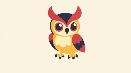 Naklejka premium Cute cartoon owl, simple illustration, kids, fun