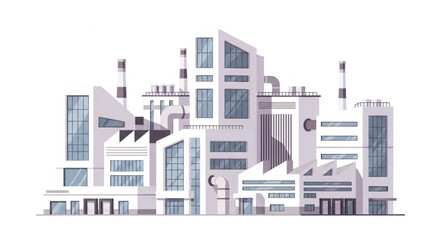 Obraz premium Modern industrial factory building complex with multiple structures.