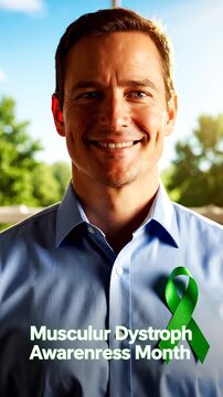 Man wearing green awareness ribbon.