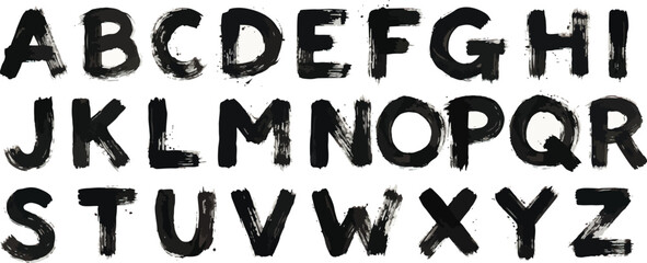 Obraz premium Brush drawn alphabet font with bold capital letters. Grunge texture typography.