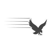Fototapeta premium Fast eagle or falcon logo icon isolated on white background