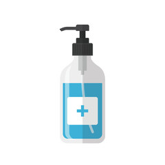Fototapeta premium Hand sanitiser pump bottle flat vector illustration isolated on white background