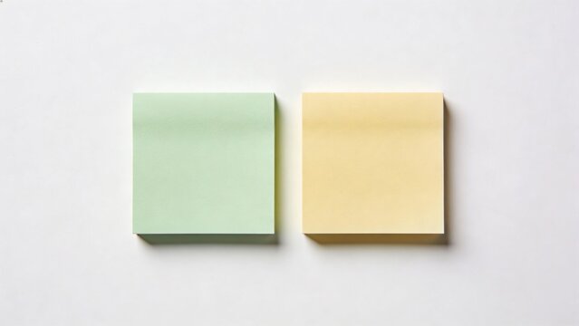 features a minimalist style with a simple layout, displaying two square-shaped sticky notes side by side against a plain white background.