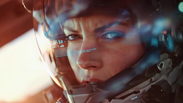 Futuristic Female Soldier with Augmented Reality Combat Visor