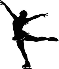 Silhouette of a figure skater performing a graceful spin on the ice