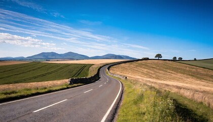 Winding Country Road through Golden Fields