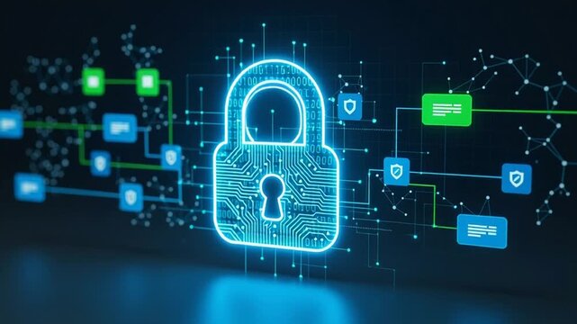 Digital Lock Security Protection Concept Animation.