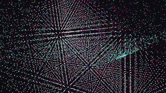 Procedural point cloud transitioning from chaotic fluid noise into a structured geometric grid. This seamless 4K loop illustrates data decryption and network alignment for technical video projects.