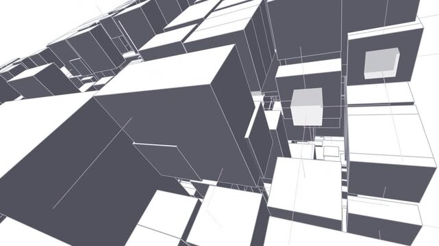 Procedural 4K seamless loop of a dense, micro-scale octree topography. Geometric silicon architecture slowly elevates with illuminating consensus nodes, ideal for machine learning tech explainers.