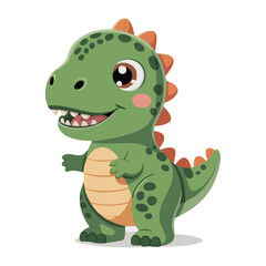 Fototapeta premium Cartoon Green Dinosaur Character.