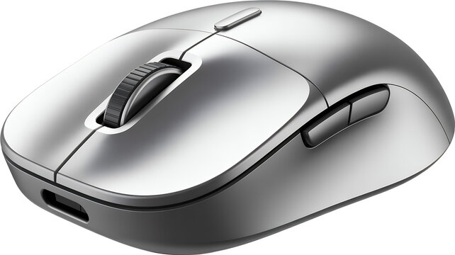 Silver wireless computer mouse technology isolated on a transparent background