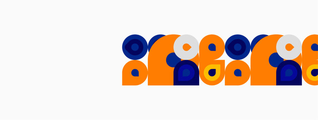 Fototapeta premium Abstract graphic design features orange, navy circles. Pattern repeats creating visual rhythm, simple composition. Modern aesthetic.