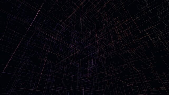 Massive 14,000-element orthogonal 3D grid structuring infinite geometric corridors. Mathematically perfect seamless loop, procedural glowing wireframes shifting Z-depth with zero-glitch 4K precision.