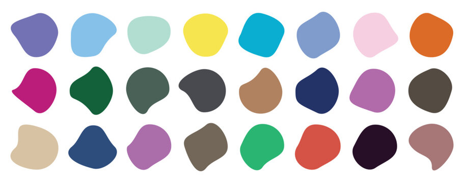 Organic shape round form set. Drops or stone silhouettes. Vector set of colorful blobs . Organic blob shapes collection. vector illustration,