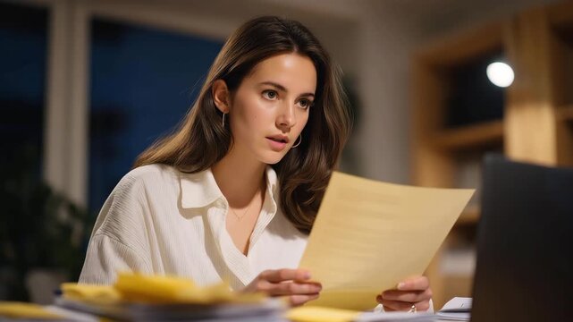 A writer sorting through contest entries spread across a wooden desk, sticky notes marking standout stories as they prepare the shortlist &mdash; creative submission review and literary curation.
