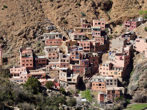 The Ourika Valley, about 60 km southeast of Marrakech, is a lush oasis in the High Atlas Mountains, ideal for escaping the heat and bustle of the city. It is known for its waterfalls at Setti-Fatma, B