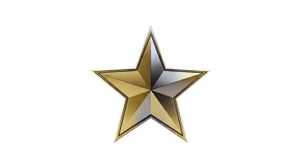 Obraz premium Polished Gold Star with Silver Accents on White Background