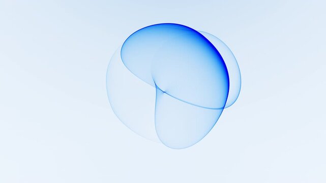 Transparent blue glass sphere formed by flowing light waves and smooth digital lines. Minimal futuristic energy orb with soft gradients and liquid motion on clean bright background.