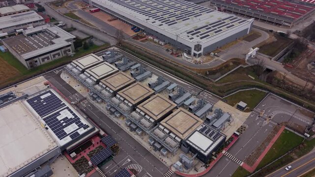 Modern Data Center Server Facility Northern Italy Aerial View