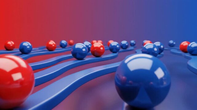 3D Rendering of Red and Blue Spheres.
