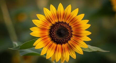 Obraz premium Sunflower with Yellow Petals and Dark Center.