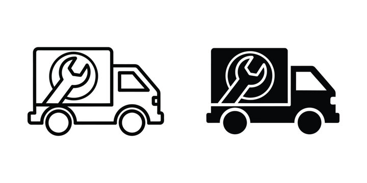 Service Truck Wrench Icon Commercial Vehicle