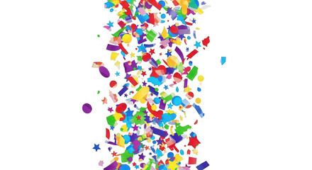 Obraz premium Vibrant and colorful confetti pieces scattered in a vertical arrangement isolated on transparent background