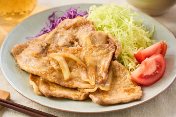 豚の生姜焼き ロース肉の家庭料理