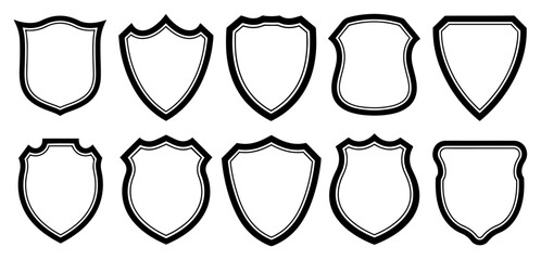 Set of blank shield and crest outlines for sports team logo design © Camel