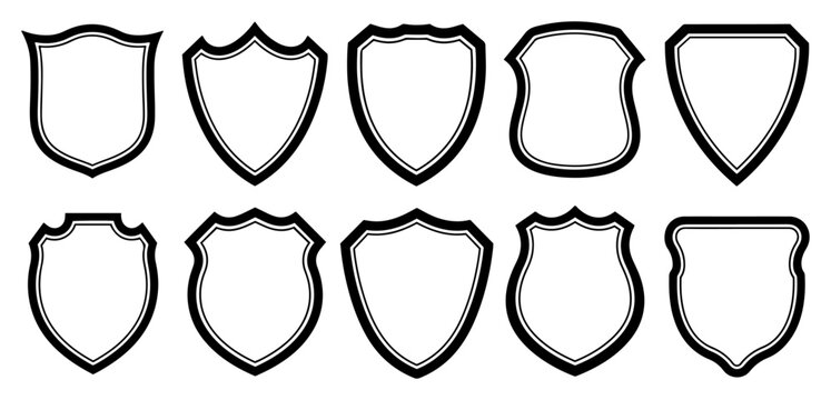 Set of blank shield and crest outlines for sports team logo design