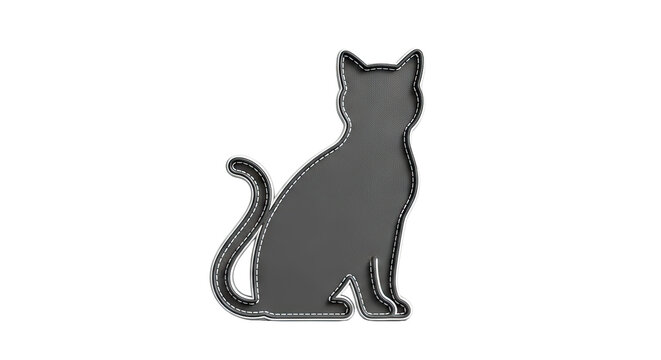 Silhouette of a cat with stitched leather effect