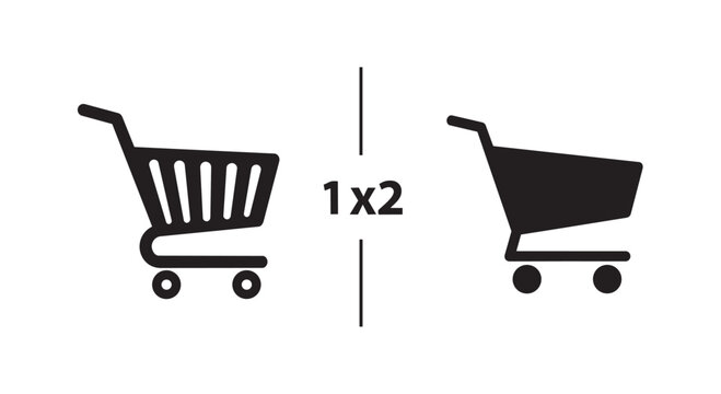 Two different shopping cart icons in black on white background