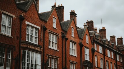 Obraz premium Row of historical red brick buildings