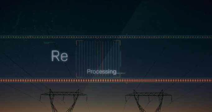 Interface band fading in on load, showing Receiving Files, orange progress filling, towers lighting