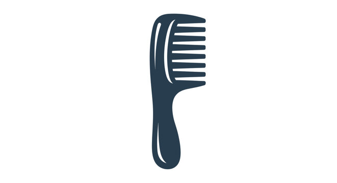 Minimalist flat vector illustration of a wide-tooth hair comb, dark blue solid silhouette.