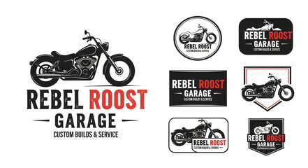 Rebel Roost Garage Motorcycle Custom Builds and Service Logos. © Kimpling