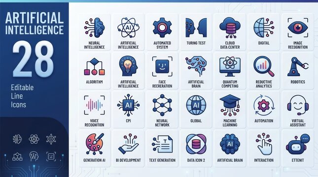 28 Editable AI Icons for Modern Technology Designs