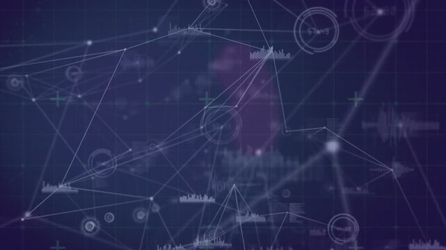 Playback starting, network HUD forming mesh, pulsing nodes, moving bars to show data flow