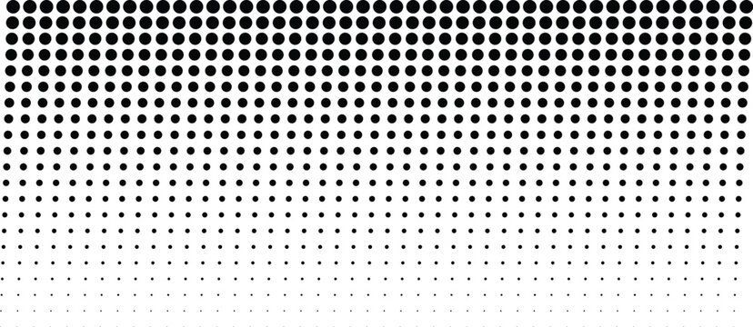 Black halftone pattern of fading dots creates a monochrome gradient effect on a white background