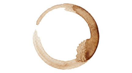 Realistic coffee cup stain ring mark isolated on transparent background